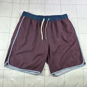 Fair Harbor Shorts Mens XXL Blue Red Anchor Trunk Athletic Swim Pool Beach Lined